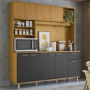 Cozinha Compacta 9 Portas Ripado 15025 Freijo Grafite PLN