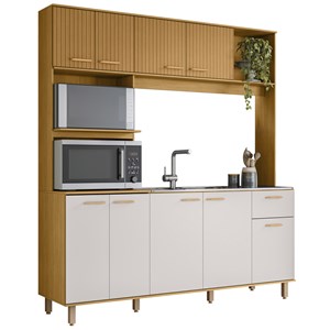 Cozinha Compacta 9 Portas Ripado 15026 Freijo Off White PLN