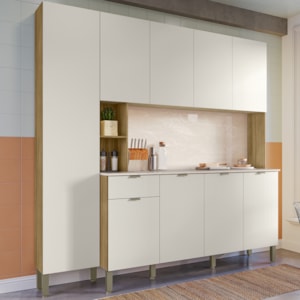 Cozinha Compacta 9P 1G 201 cm Pulse Freijo Soft KTP