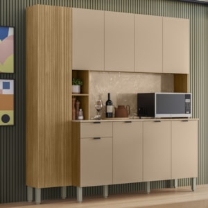 Cozinha Compacta 9P 1G 201 cm Pulse Freijo Vanilla Cp Riscatto Freijo KTP