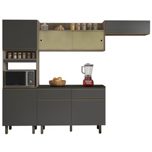 Cozinha Compacta Com Balcao 260CM 10005x17003 Oak Grafite PLN