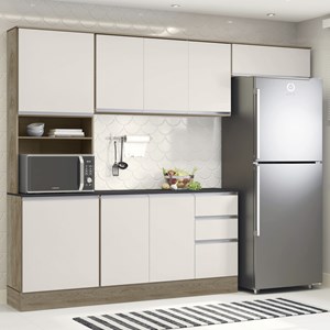 Cozinha Compacta Com Balcao 260CM PARSCZ1 Carv Oak Off White PLN
