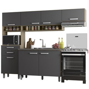 Cozinha Compacta Com Balcao Para Pia 10027x17037 Oak Grafite PLN
