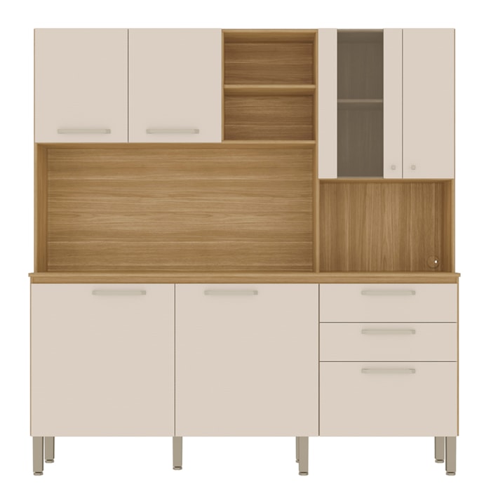 Cozinha Compacta Com Tampo 182 cm Mega Freijo Soft KTP