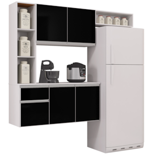 Cozinha Compacta Suspensa 163 cm 552 Preto POQQ