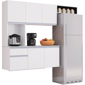 Cozinha Compacta Suspensa 180 cm 553 Branco Preto POQQ