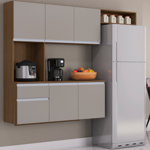 Cozinha Compacta Suspensa 180 cm 553 Castanha Off White POQQ