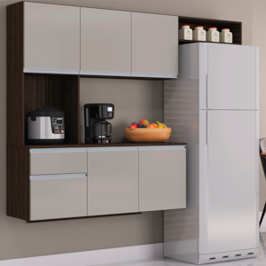Cozinha Compacta Suspensa 180 cm 553 Chocolate Off White POQQ