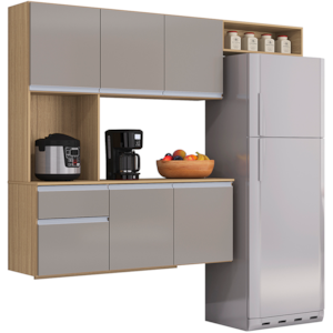 Cozinha Compacta Suspensa 180 cm 553 Damasco Off White POQQ