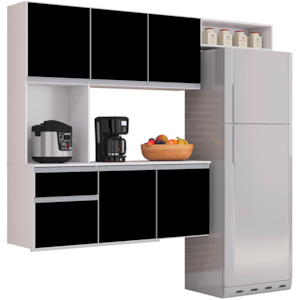 Cozinha Compacta Suspensa 180 cm 553 Preto POQQ