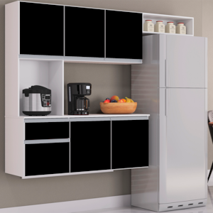 Cozinha Compacta Suspensa 180 cm 553 Preto POQQ