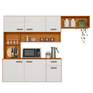 Cozinha Compacta Suspensa 180x136 cm Manu Freijo Off Acetinado POLIMAN