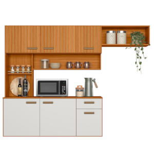 Cozinha Compacta Suspensa 180x136 cm Manu Freijo Off Ripado Frisado POLIMAN