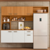 Cozinha Compacta Suspensa 180x136 cm Manu Freijo Off Ripado Frisado POLIMAN