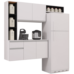 Cozinha Compacta Suspensa 552 Branco Preto POQQ