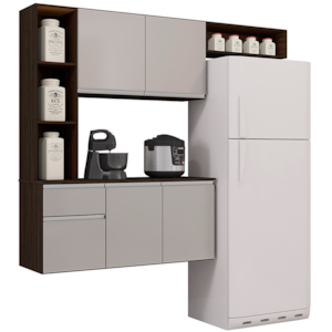 Cozinha Compacta Suspensa 552 Chocolate Off White POQQ