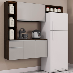 Cozinha Compacta Suspensa 552 Chocolate Off White POQQ