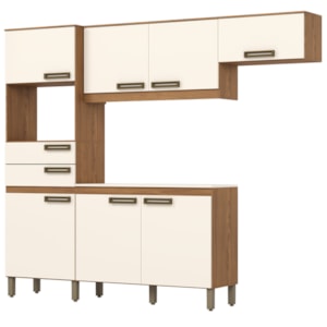 Cozinha Completa Balcao Com Tampo 225 cm B107 Nature Off White Briz