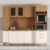Cozinha Completa Balcao Com Tampo 239 cm BE383 Nature Off White Briz