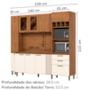 Cozinha Completa Balcao Com Tampo 239 cm BE383 Nature Off White Briz