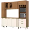 Cozinha Completa Balcao Com Tampo 239 cm BE402 Nature Off White Briz