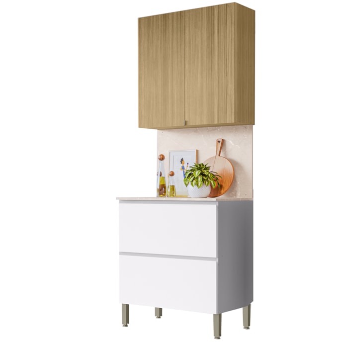 Cozinha Modulada 02 Peças 80cm 3014X3021ART Freijo Artico Riscatto Freijo KTP