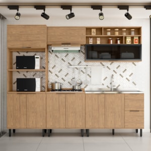 Cozinha Modulada 05 Pecas MDF 280 cm Tosc Freijo Freijo MXM