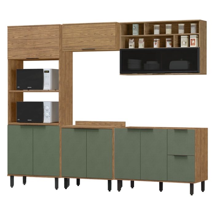 Cozinha Modulada 05 Pecas MDF 280 cm Tosc Freijo Jade MXM