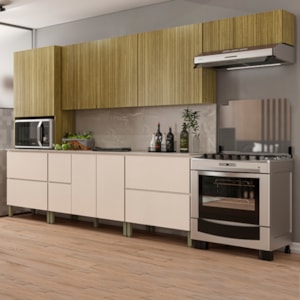 Cozinha Modulada 08 Peças 222cm 3033ART Freijo Vanilla Riscatto Freijo KTP