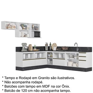 Cozinha Modulada 09 Peças Em MDF Kali Premium CJ13 Branco Nicioli