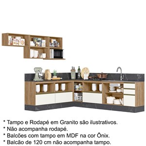 Cozinha Modulada 09 Peças Em MDF Kali Premium CJ13 Carvalho Rust Off White Nicioli