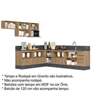 Cozinha Modulada 09 Peças Em MDF Kali Premium CJ13 Carvalho Rustico Nicioli