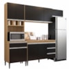 Cozinha Modulada 10 P 4 G Andreia 240 cm Amendoa Preto REAJL Moveis