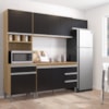 Cozinha Modulada 10 P 4 G Andreia 240 cm Amendoa Preto REAJL Moveis