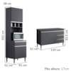 Cozinha Modulada 10 P 4 G Andreia 240 cm Cinza REAJL Moveis
