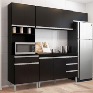 Cozinha Modulada 10 P 4 G Andreia 240 cm Preto REAJL Moveis