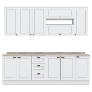 Cozinha Modulada 10 Pecas 240 cm CE792 Americana Branco Calcare Henn