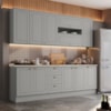 Cozinha Modulada 10 Pecas 240 cm CE792 Americana Cinza Calcare Henn
