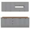 Cozinha Modulada 10 Pecas 240cm CE792 Americana Cinza Nature Henn