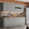 Cozinha Modulada 10 Pecas 240cm CE792 Americana Cinza Nature Henn