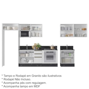 Cozinha de Canto Modulada Kali Premium 11 Peças Branco/Arezzo Rústico -  Nicioli - PRMoveis