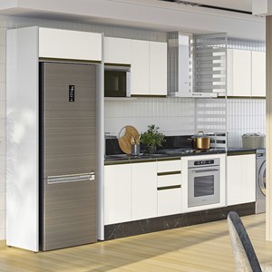 Cozinha de Canto Modulada Kali Premium 11 Peças Branco/Arezzo Rústico -  Nicioli - PRMoveis