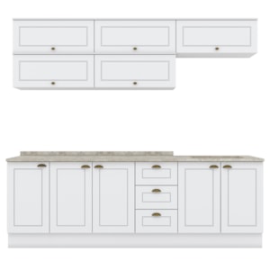 Cozinha Modulada 11 Pecas 240 cm CE381 Americana Branco Calcare Henn