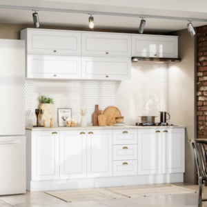 Cozinha Modulada 11 Pecas 240 cm CE381 Americana Branco Calcare Henn