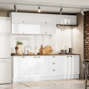 Cozinha Modulada 11 Pecas 240cm CE381 Americana Branco Nature Henn