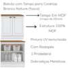 Cozinha Modulada 11 Pecas 240cm CE381 Americana Branco Nature Henn
