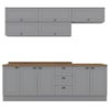 Cozinha Modulada 11 Pecas 240cm CE381 Americana Cinza Nature Henn