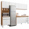 Cozinha Modulada 12 Portas 4 Gavetas 280 cm Andreia Amendoa Branco REAJL Moveis