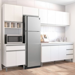 Cozinha Modulada 12 Portas 4 Gavetas 280 cm Andreia Branco REAJL Moveis
