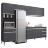 Cozinha Modulada 12 Portas 4 Gavetas 280 cm Andreia Cinza REAJL Moveis